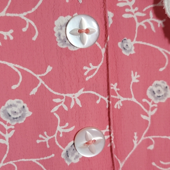 Vintage 80s 90s Pink Floral Dress Lace Peter Pan Collar Beetlejuice Cottagecore - Picture 7 of 13